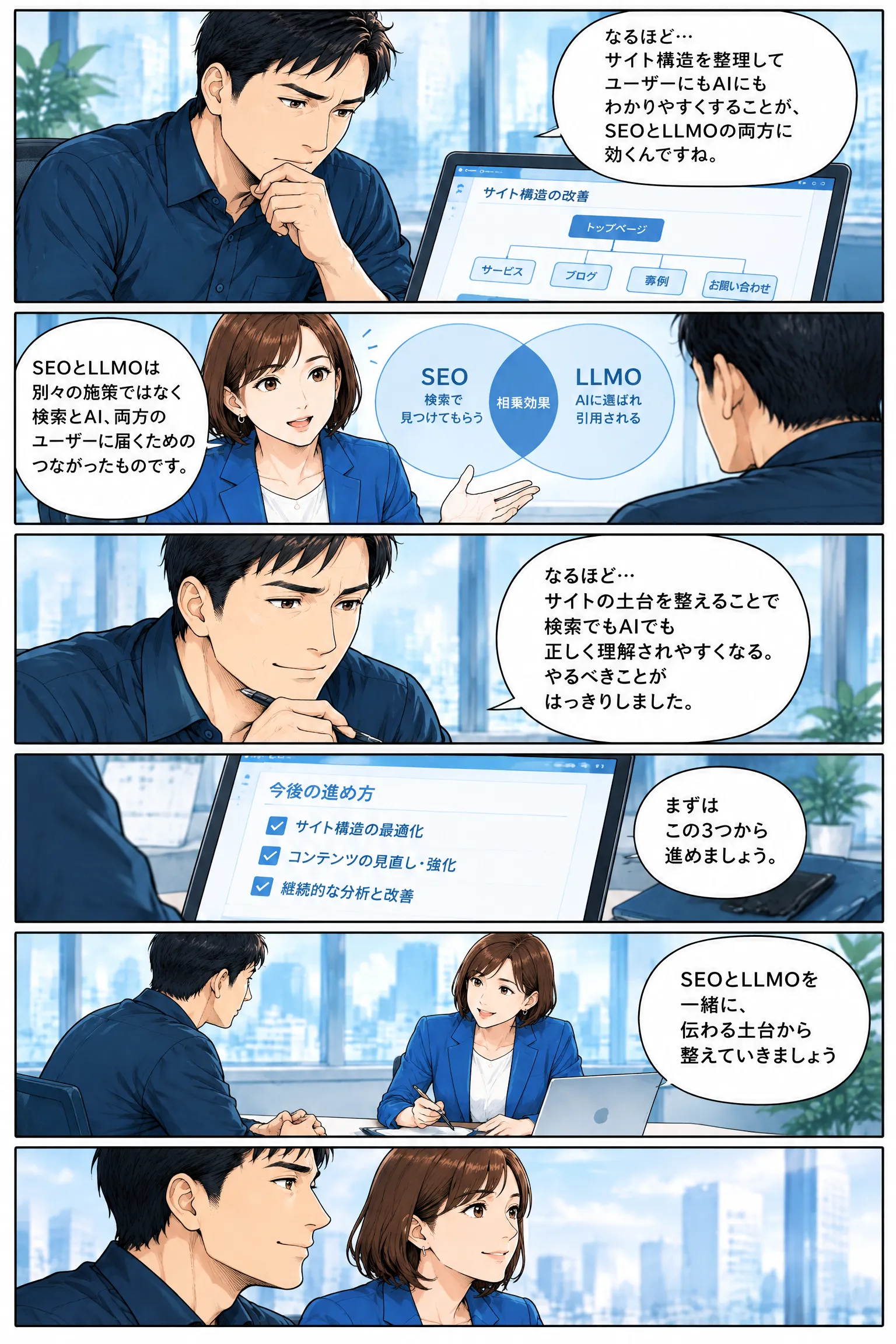 漫画でわかるLLMO｜SEO対策だけでは足りない理由 漫画 6ページ目